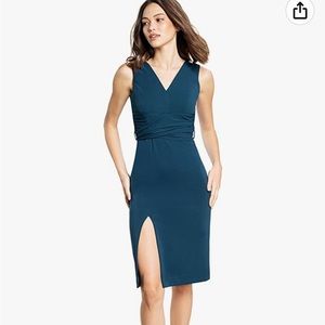 Dress the Population Alessia Sleeveless Plunge Neckline Waist Tie Midi Dress